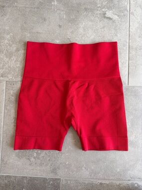 Women’s Set Active High-Waist Red Seamless Bike Shorts